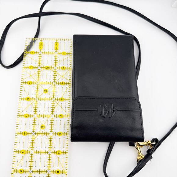 Vintage Anne Klein Leather Crossbody Wallet Purse Women's Black Adjustable Strap - Picture 14 of 14